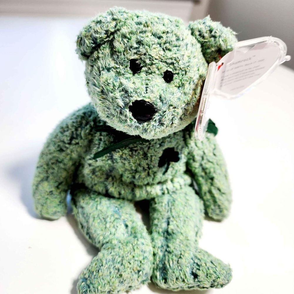 Shamrock Bear St. Patrick's Day TY Beanie Baby Retired Vintage W/Tag 3/17/2000